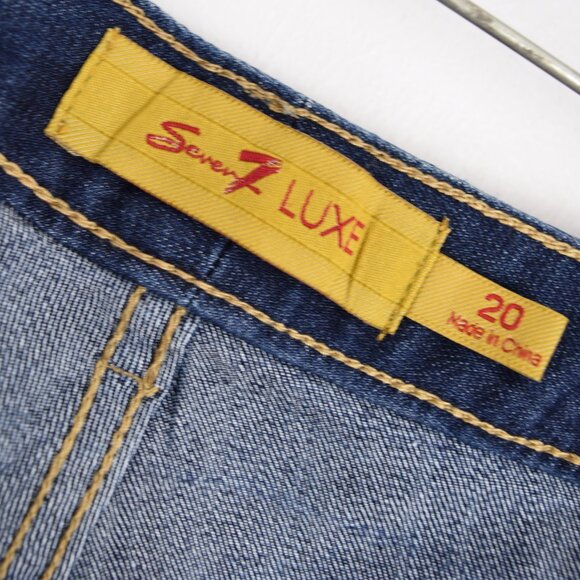 Seven7 Luxe Jeans Woman 20 Plus Size Blue Embellishd Rhinestones Boho Denim - Picture 11 of 14